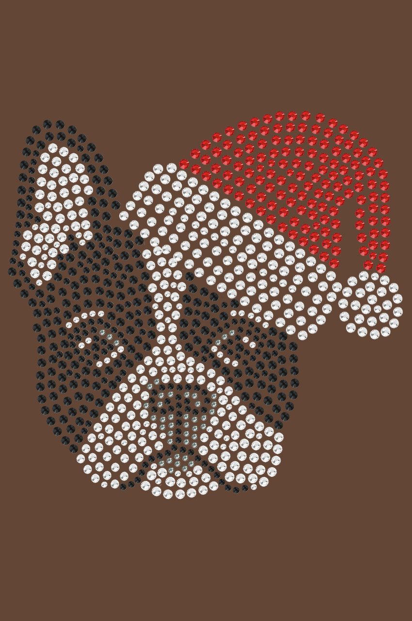 Boston Terrier with Santa Hat - Womens T-shirt
