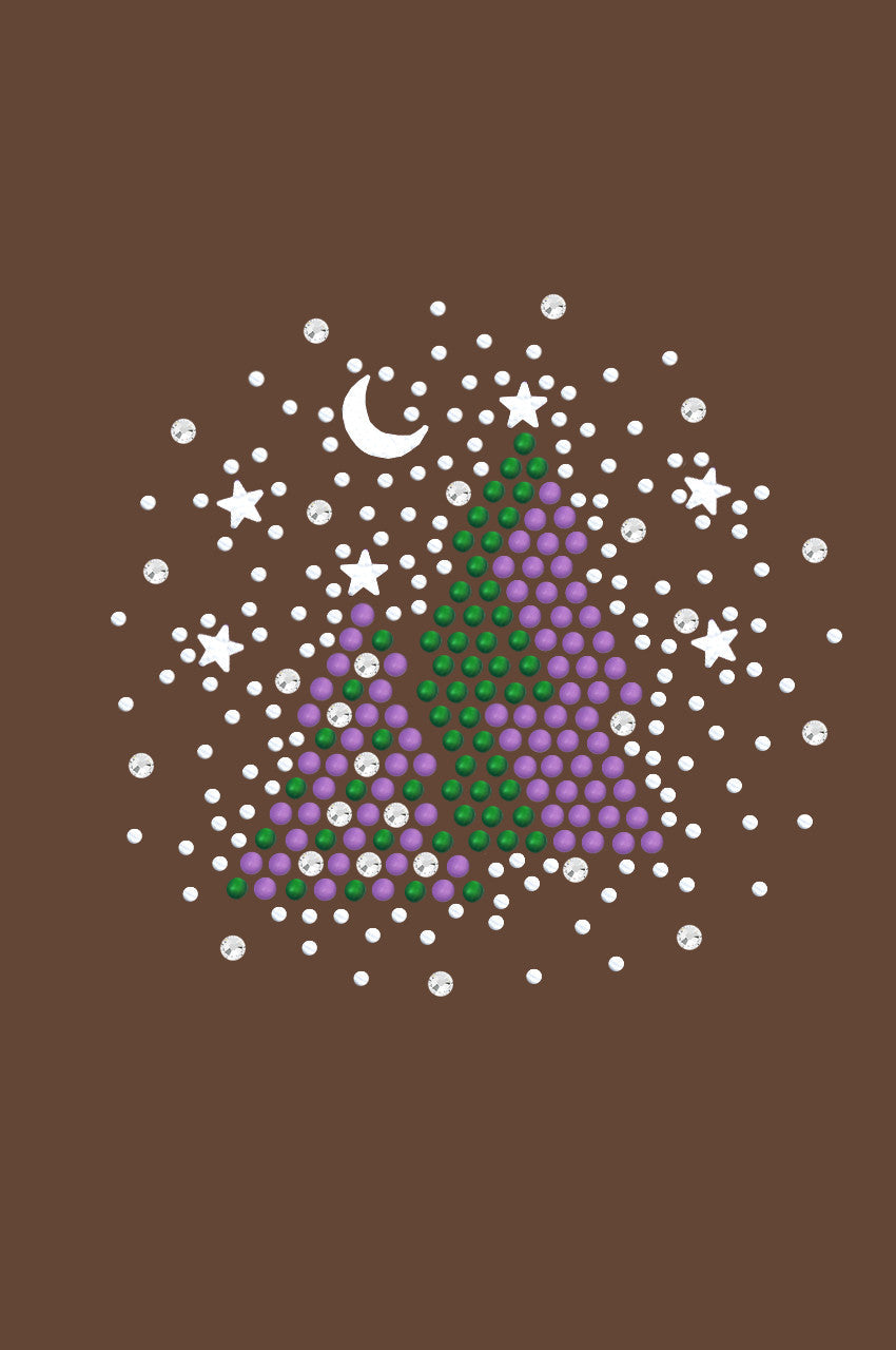 Purple & Green Christmas Trees with Austrian crystal Snowflakes - Womens T-shirt