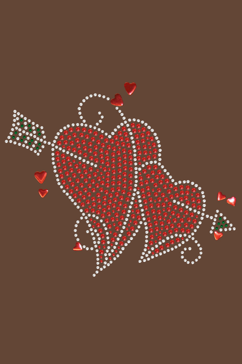 Red Rhinestone Hearts with Arrow - Womens T-shirt