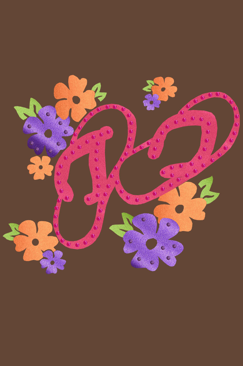 Satin Flip Flops with Flowers - Women's T-shirt