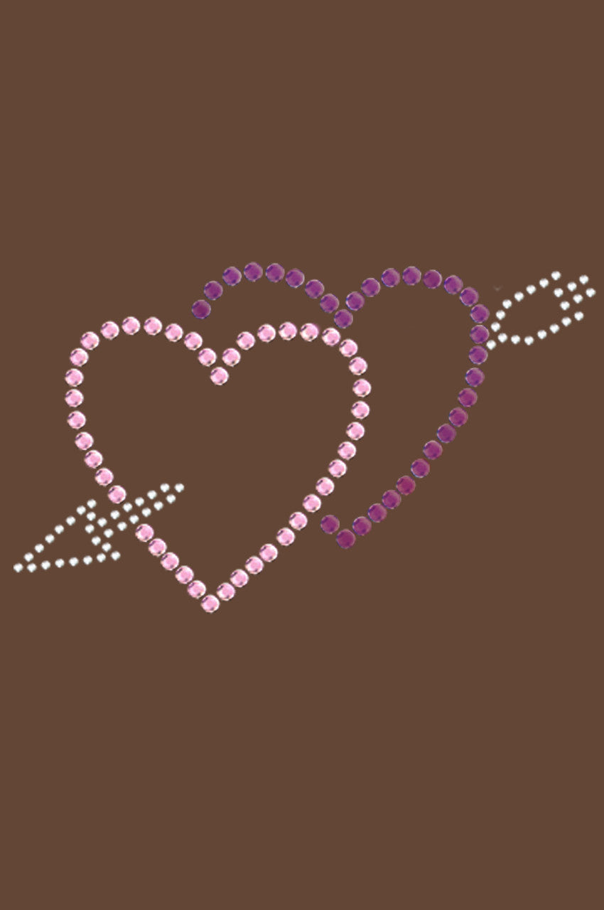 Pink & Purple Hearts with Arrow - Womens T-shirt