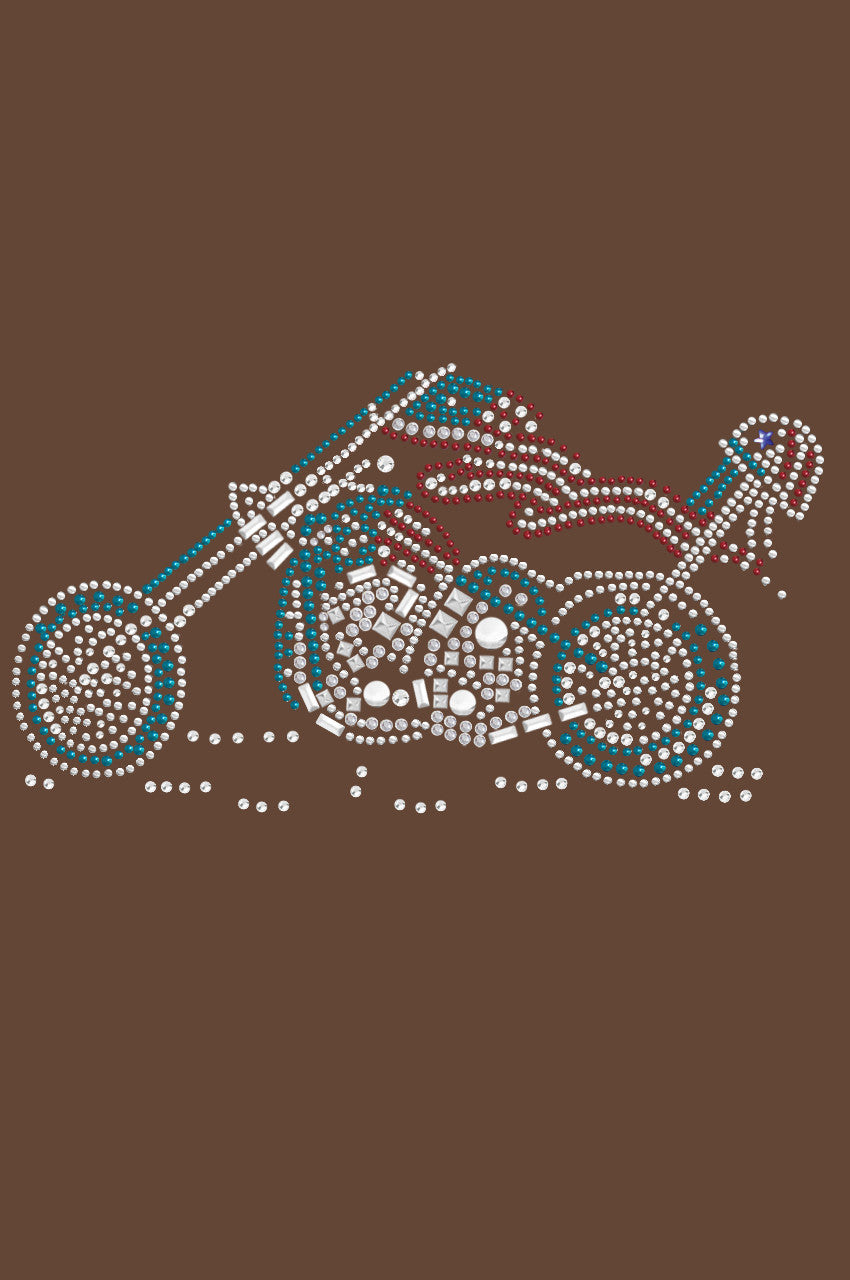 Motorcycle - Red, White, & Turquoise - Womens T-shirt
