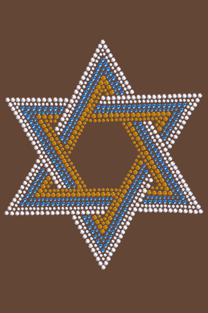 Star of David - Large (Blue, Silver, & Gold) - Womens T-shirt