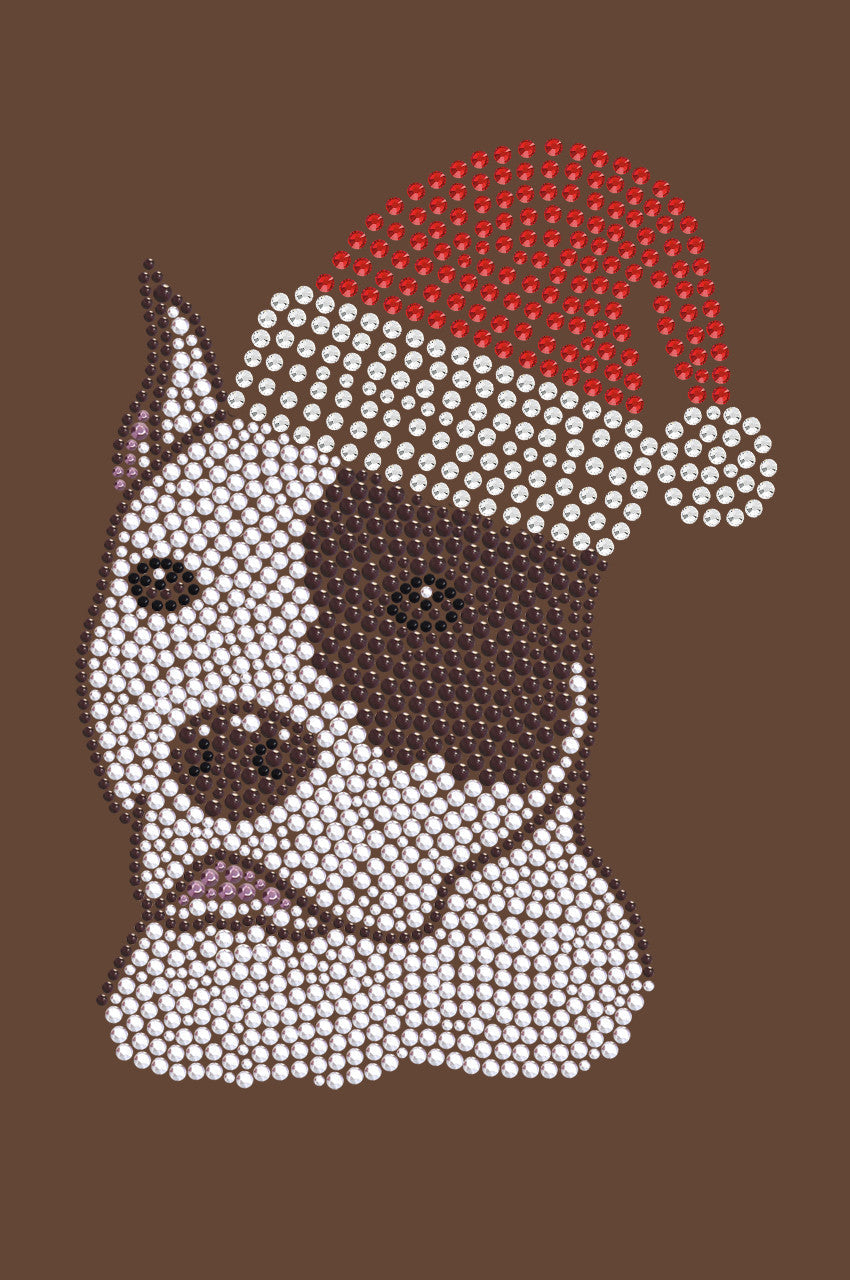 Pit Bull with Santa Hat - Womens T-shirt