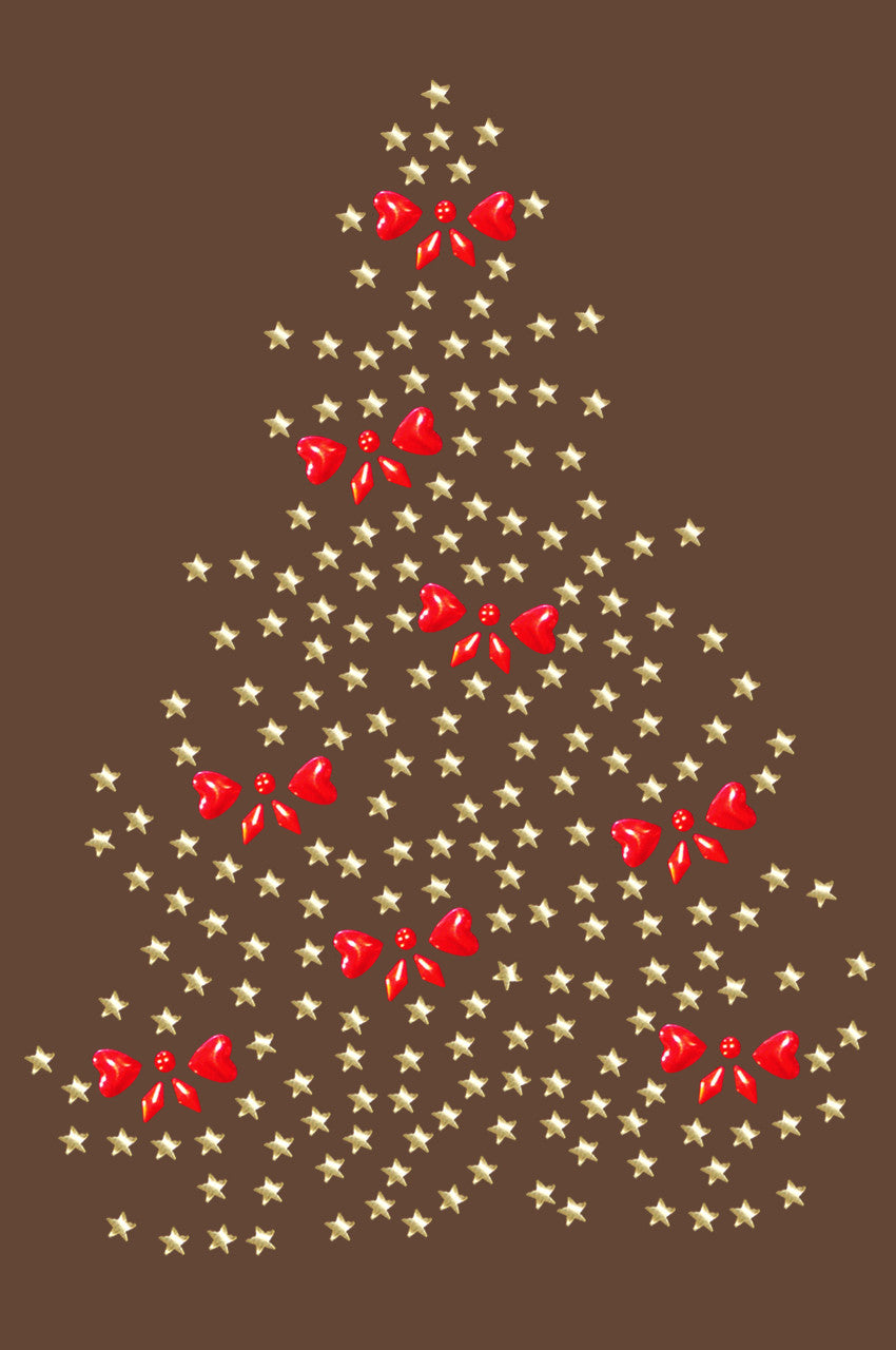 Gold Christmas Tree with Red Bows - Womens T-shirt