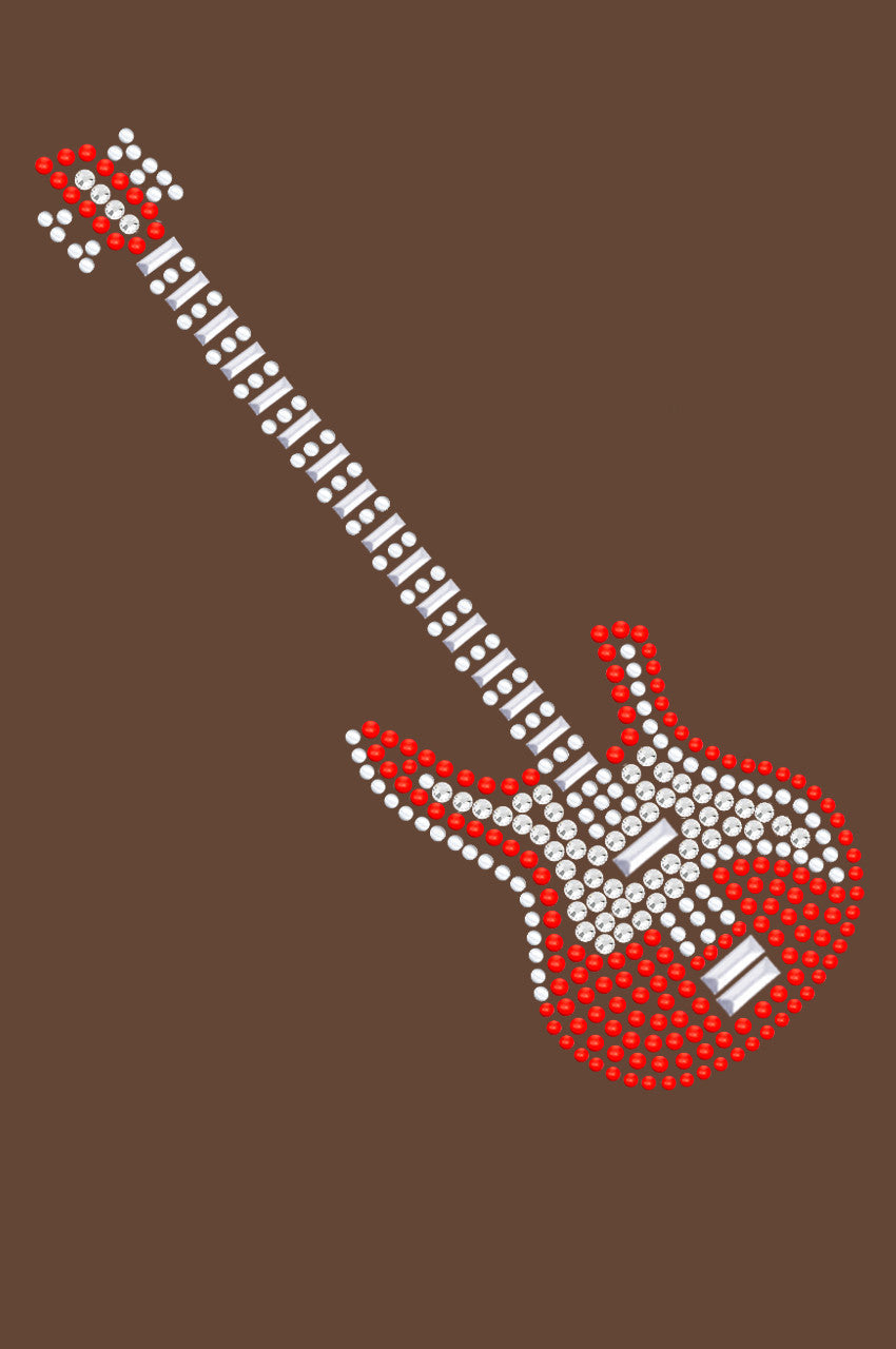 Guitar (Red Austrian crystal) - Womens T-shirt