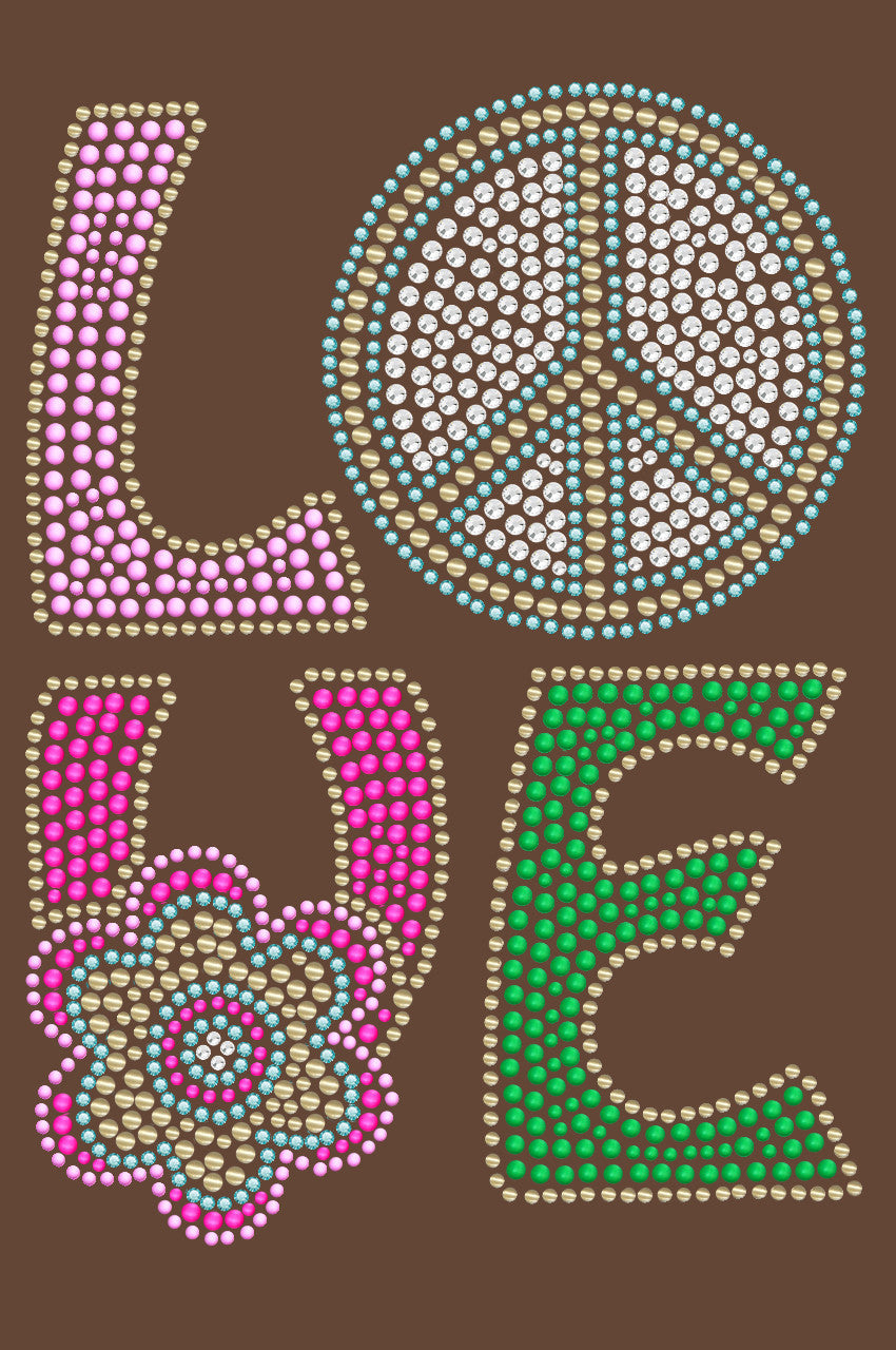 Love with Peace Sign & Flower - Womens T-shirt