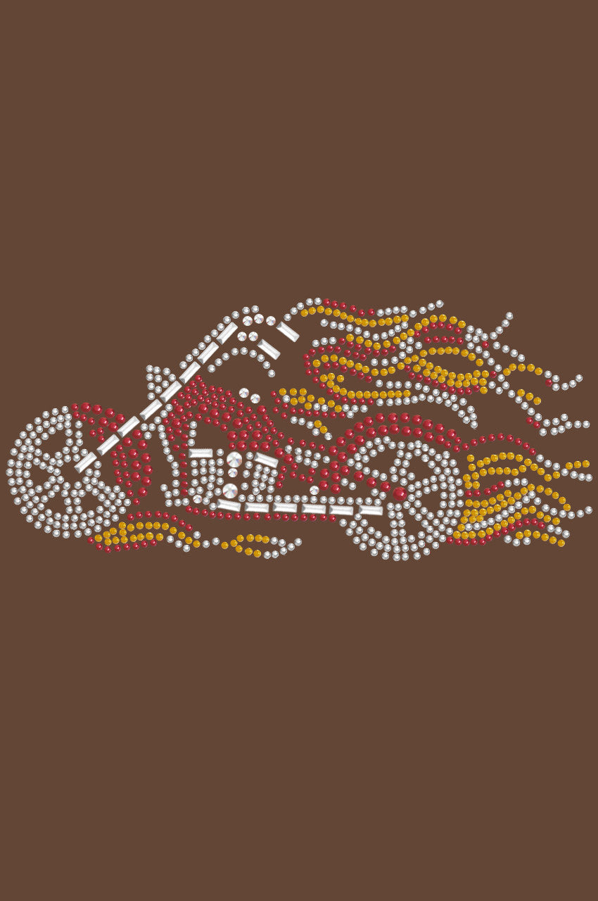 Motorcycle - Red with Flames - Womens T-shirt