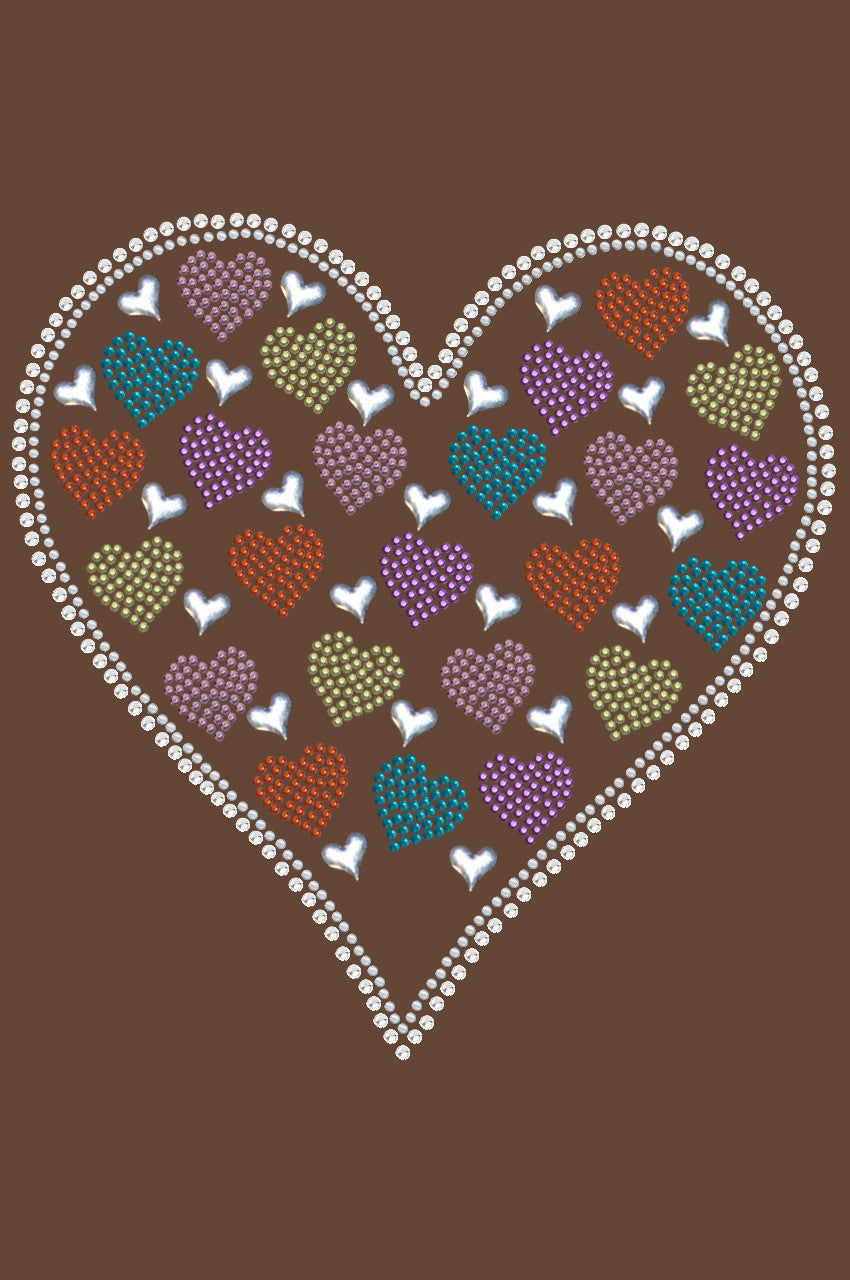 Heart with Multicolor Rhinestud Hearts - Womens T-shirt