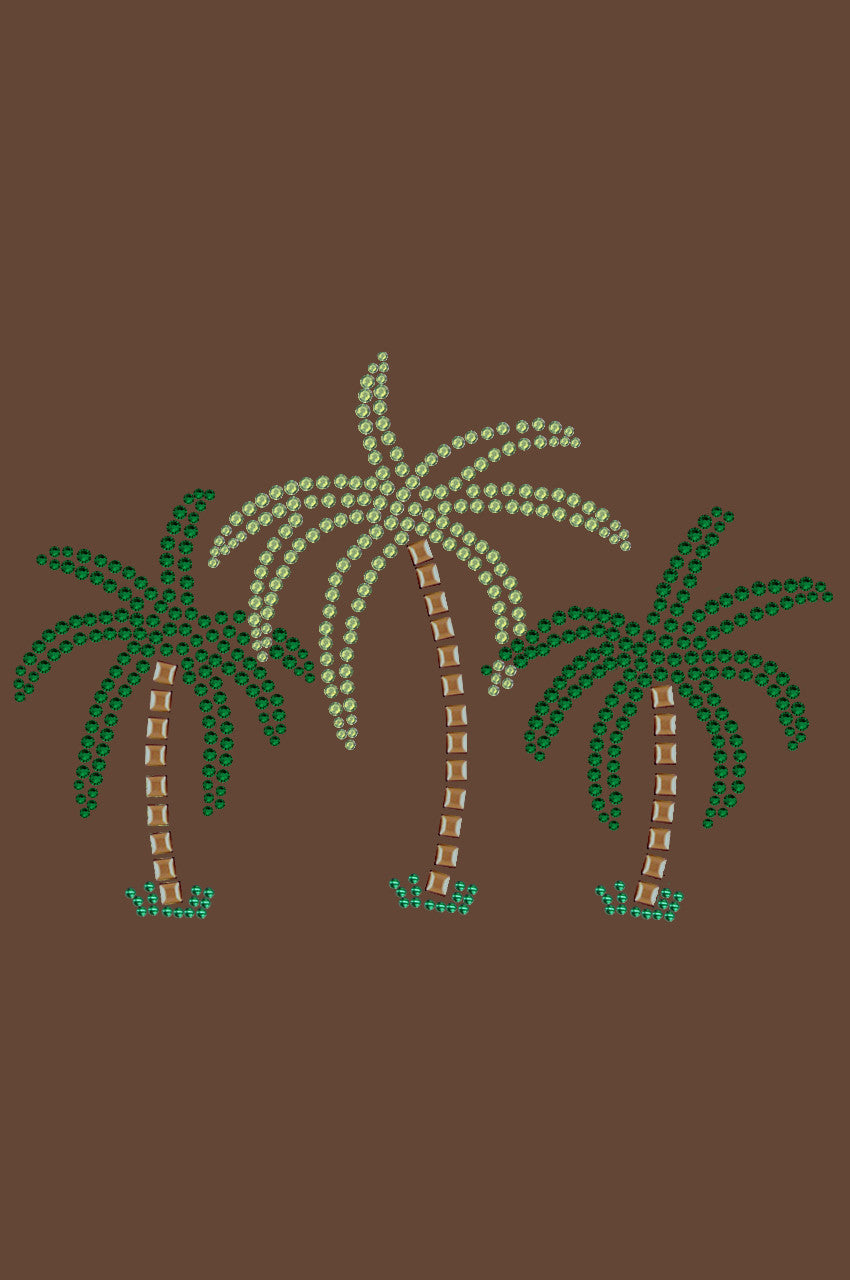 Palm Trees (Green Rhinestones) - Womens T-shirt