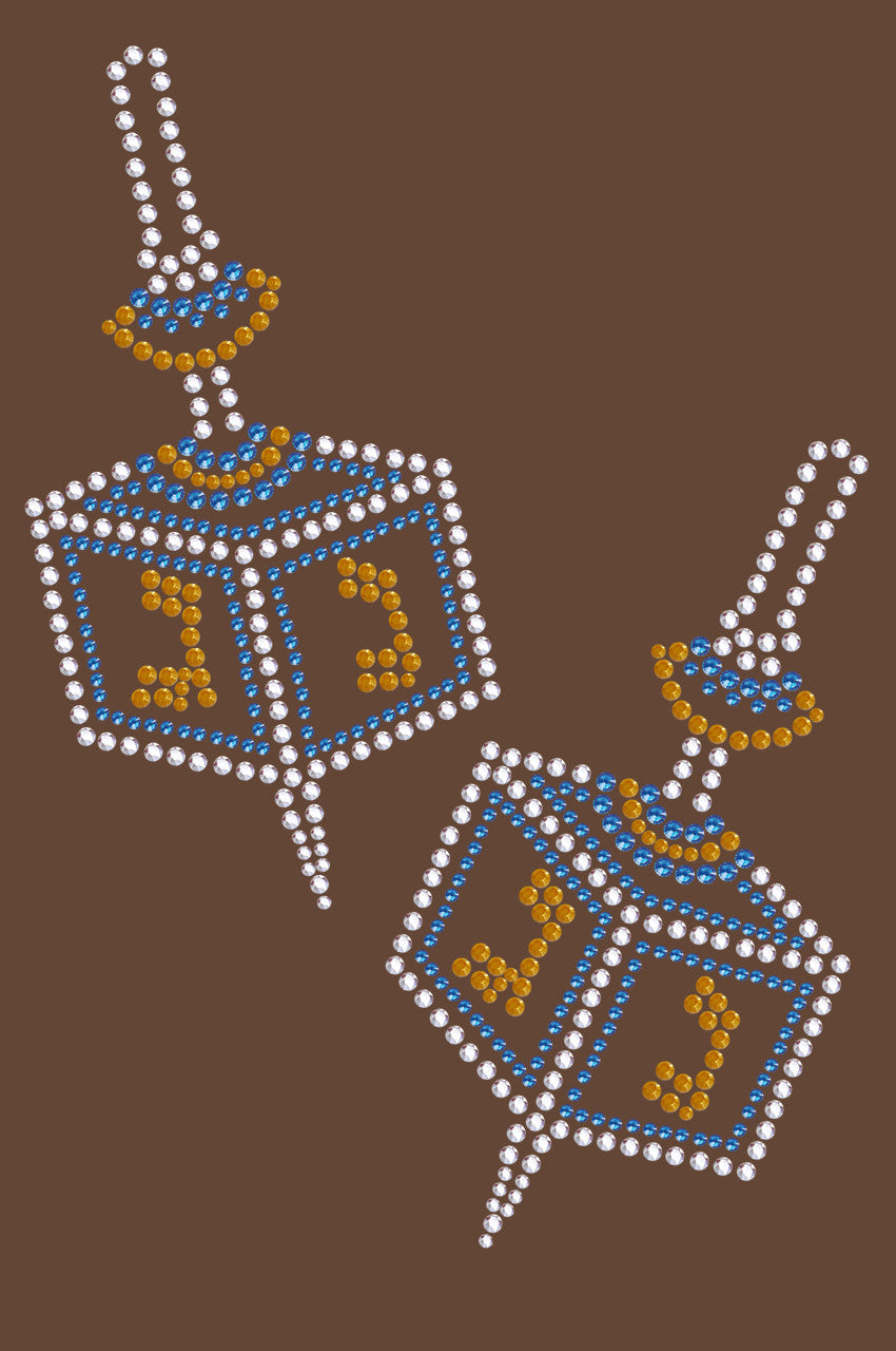 Dreidel - Large (Blue, Silver, & Gold) - Womens T-shirt