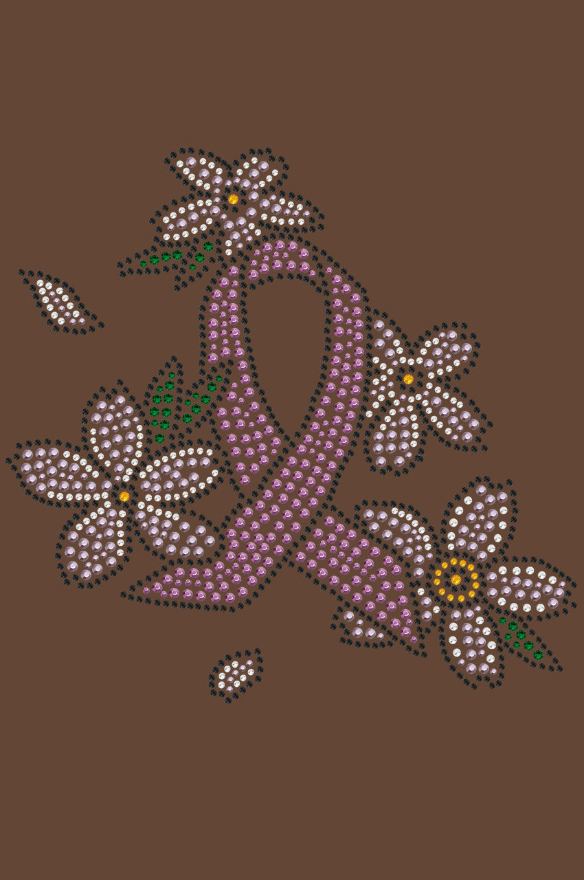 Pink Ribbon with Flowers - Womens T-shirt