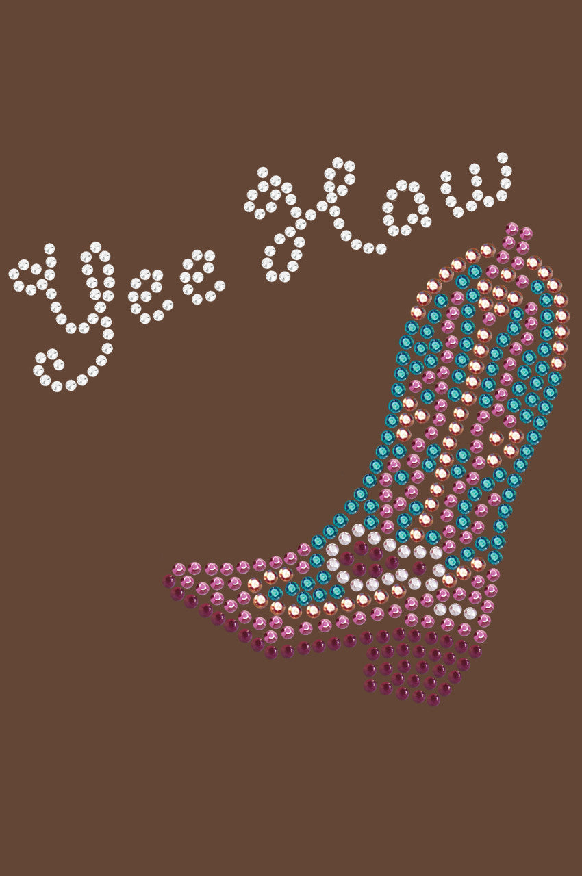 Boot (Pink & Turquoise) with Yee Haw - Womens T-shirt