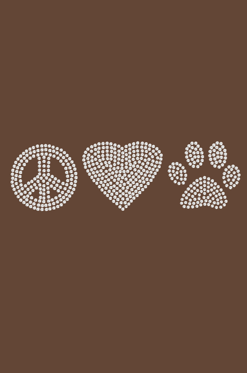 Peace, Love Paw (Rhinestone) - Womens T-shirt
