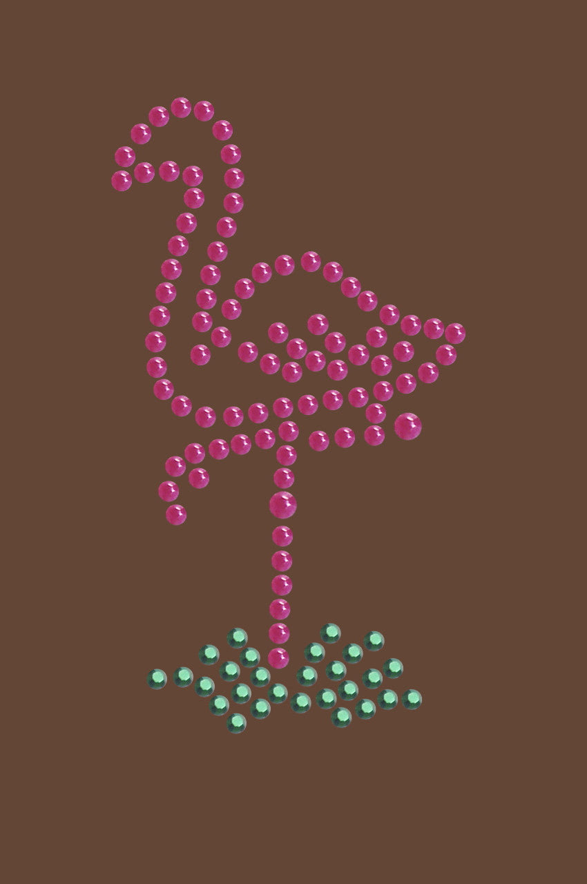 Pink Flamingo in Grass (Small) - Womens T-shirt