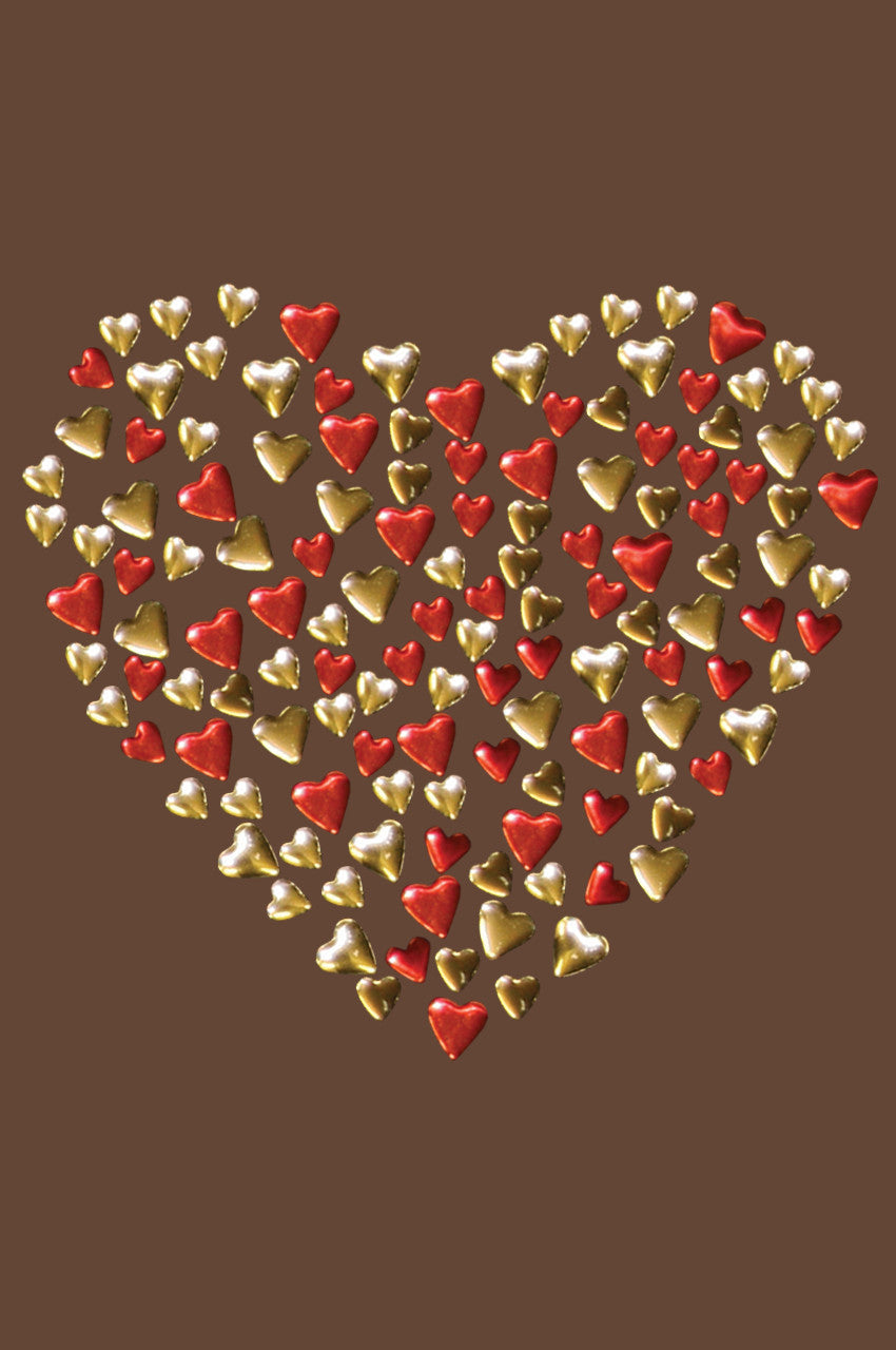 Red & Gold Nailhead Hearts Bandanna