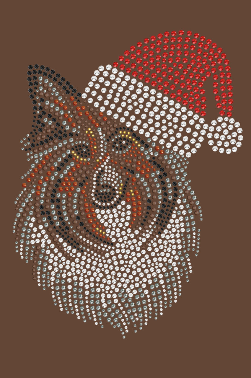 Sheltie Face with Santa Hat - Womens T-shirt