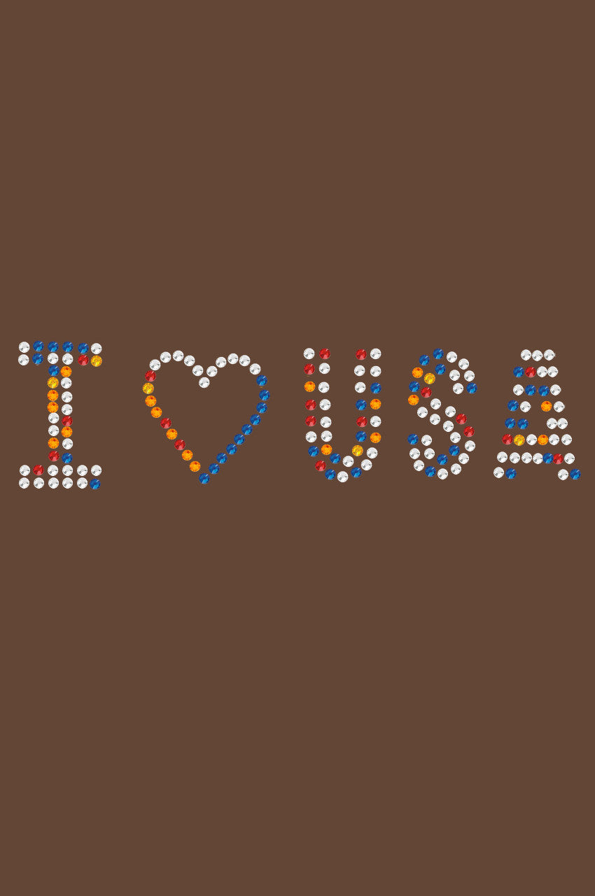 I Love USA (Multicolor Rhinestones) - Womens T-shirt