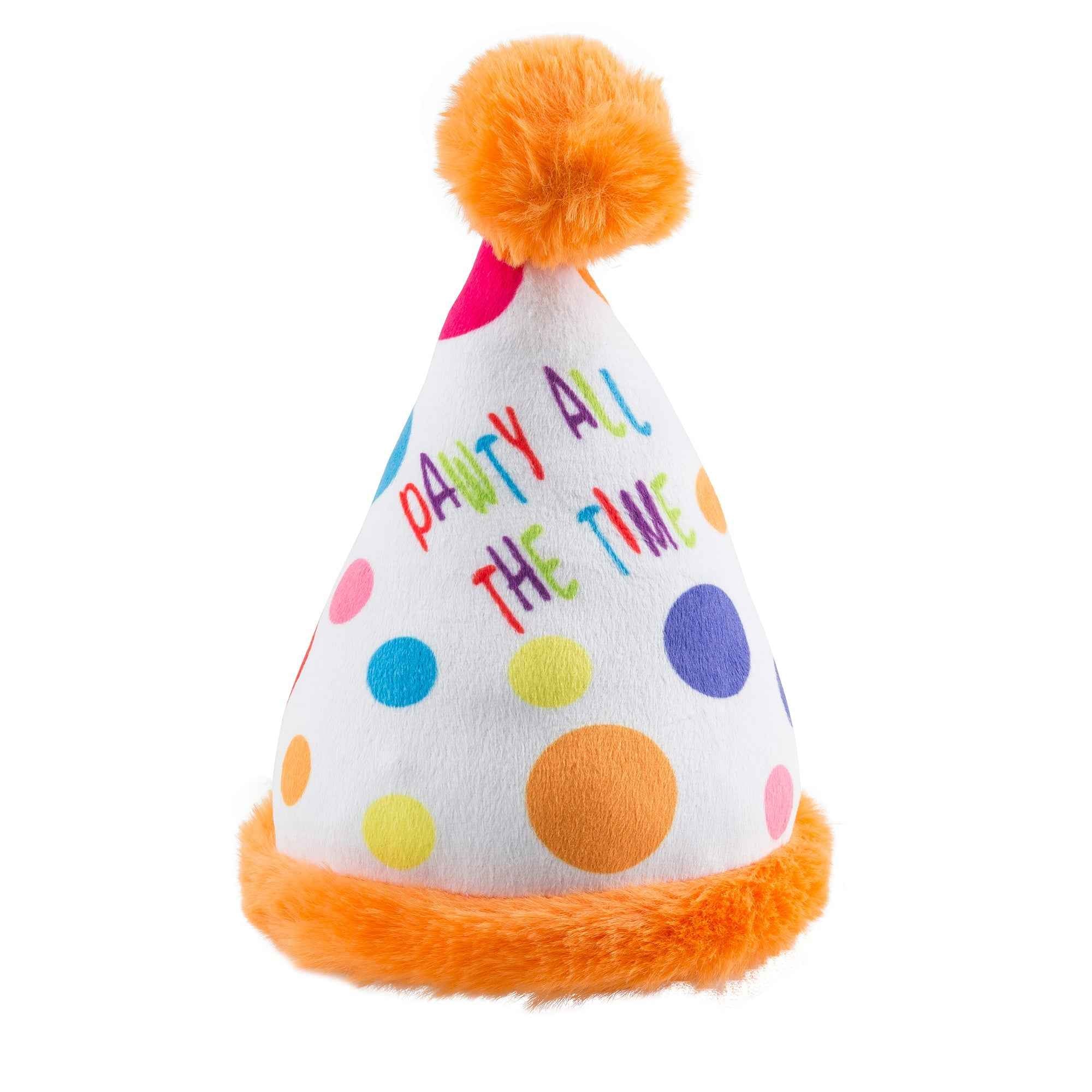 Haute Diggity Dog Happy Birthday Pawty Hat Plush Dog Toy