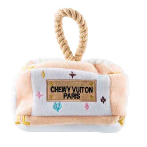Haute Diggity Dog White Chewy Vuiton Trunk Activity House Plush Dog Toy
