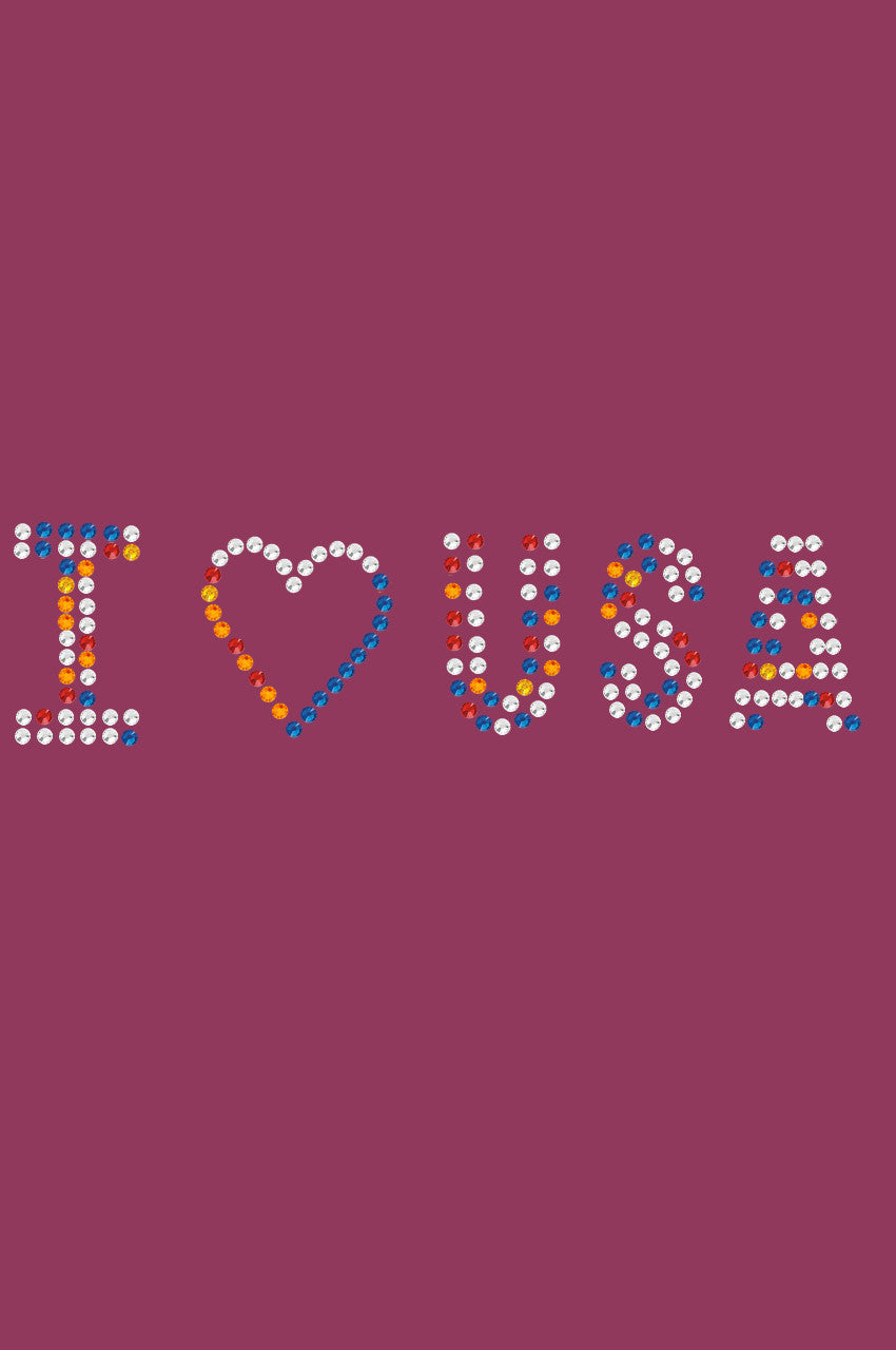 I Love USA (Multicolor Rhinestones) Bandanna