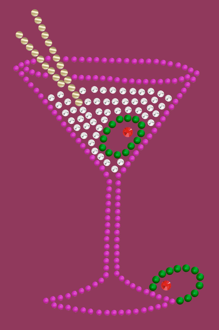 Martini (Fuchsia with Clear Rhinestones) - Bandanna