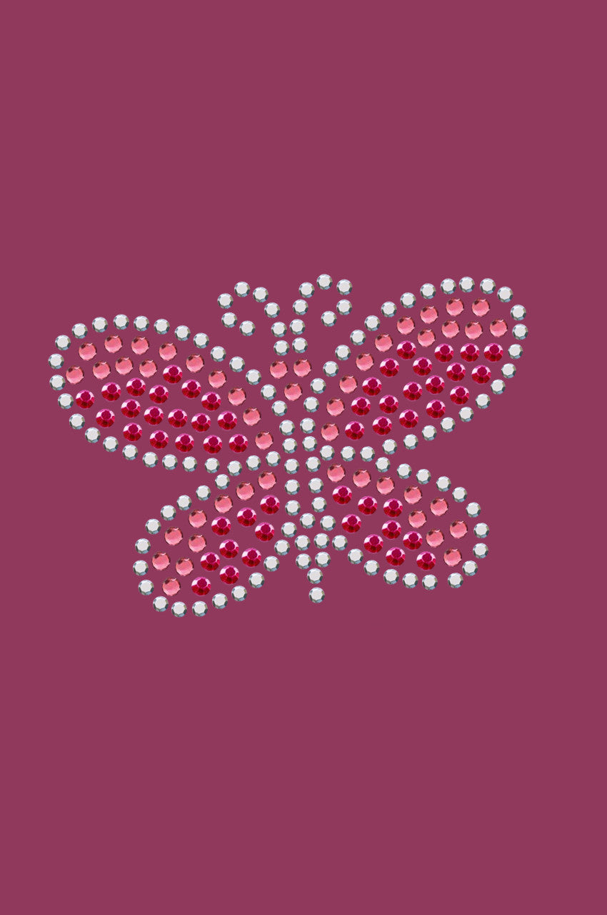 Pink Austrian crystal Rhinestone & Rhinestud Butterfly - Bandannas