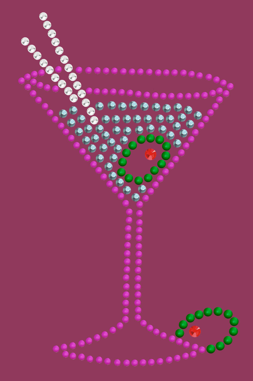 Martini (Fuchsia with Blue Rhinestones) - Bandanna