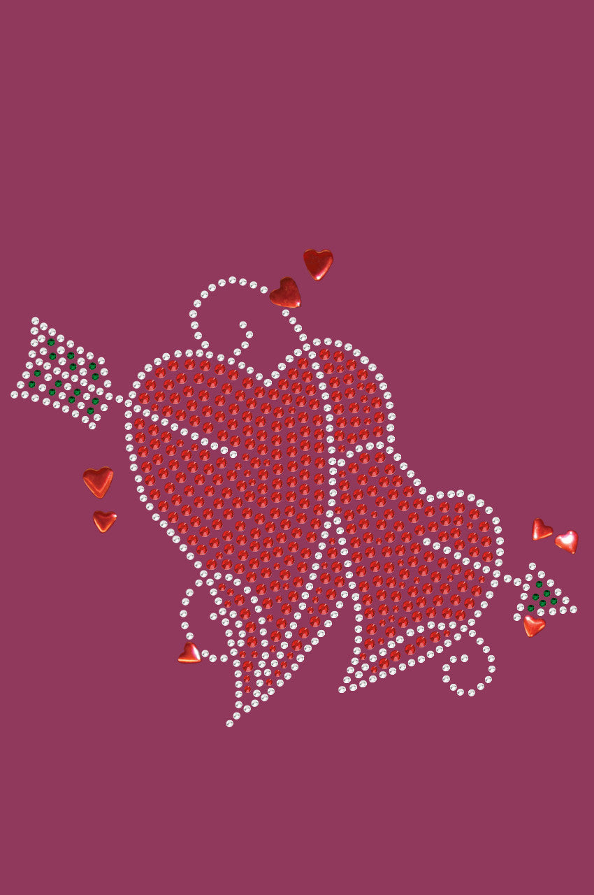 Red Rhinestone Hearts with Arrow Bandanna