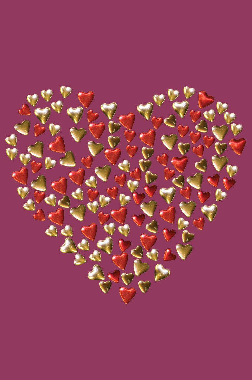 Red & Gold Nailhead Hearts Bandanna