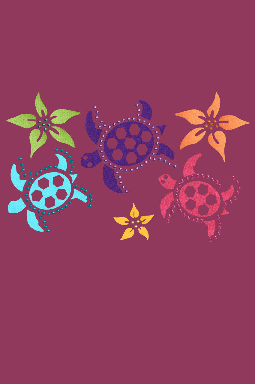 Satin Sea Turtles with Flowers - Bandanna