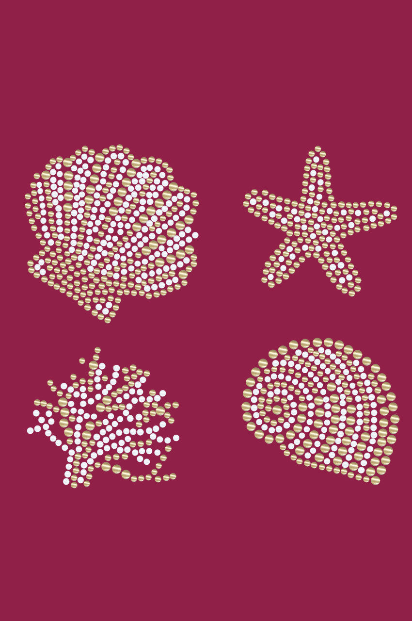 Gold & White Sea Shells - Bandanna