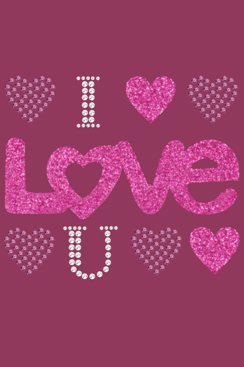 I Love You (Pink Glitter) Bandanna