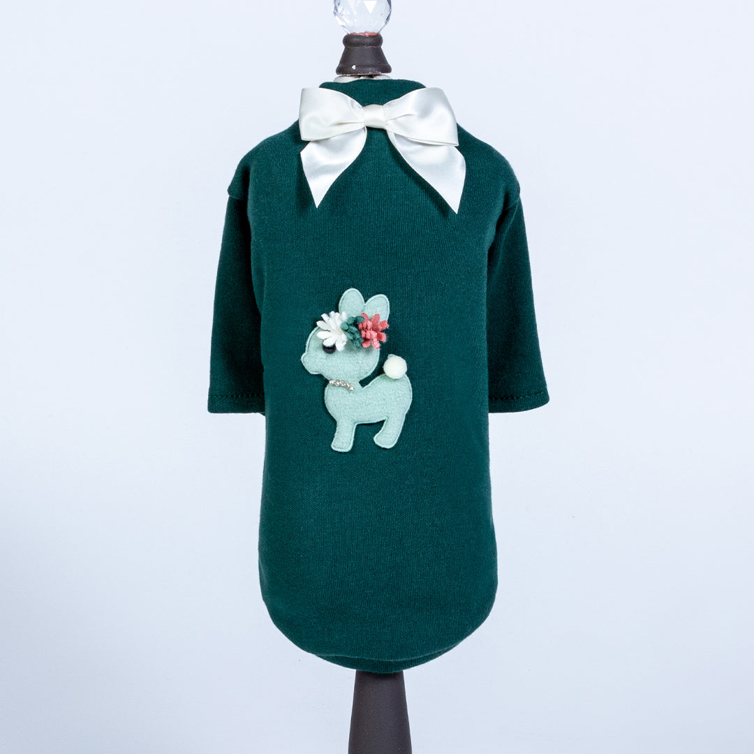 Hello Doggie Baby Deer (green) Forest Green Dog Shirt