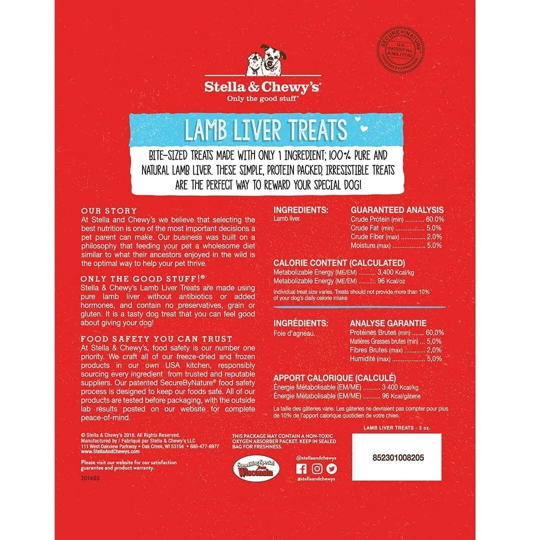 Stella & Chewys Freeze Dried Lamb Liver Dog Treat (3oz) - HT Animal Supply