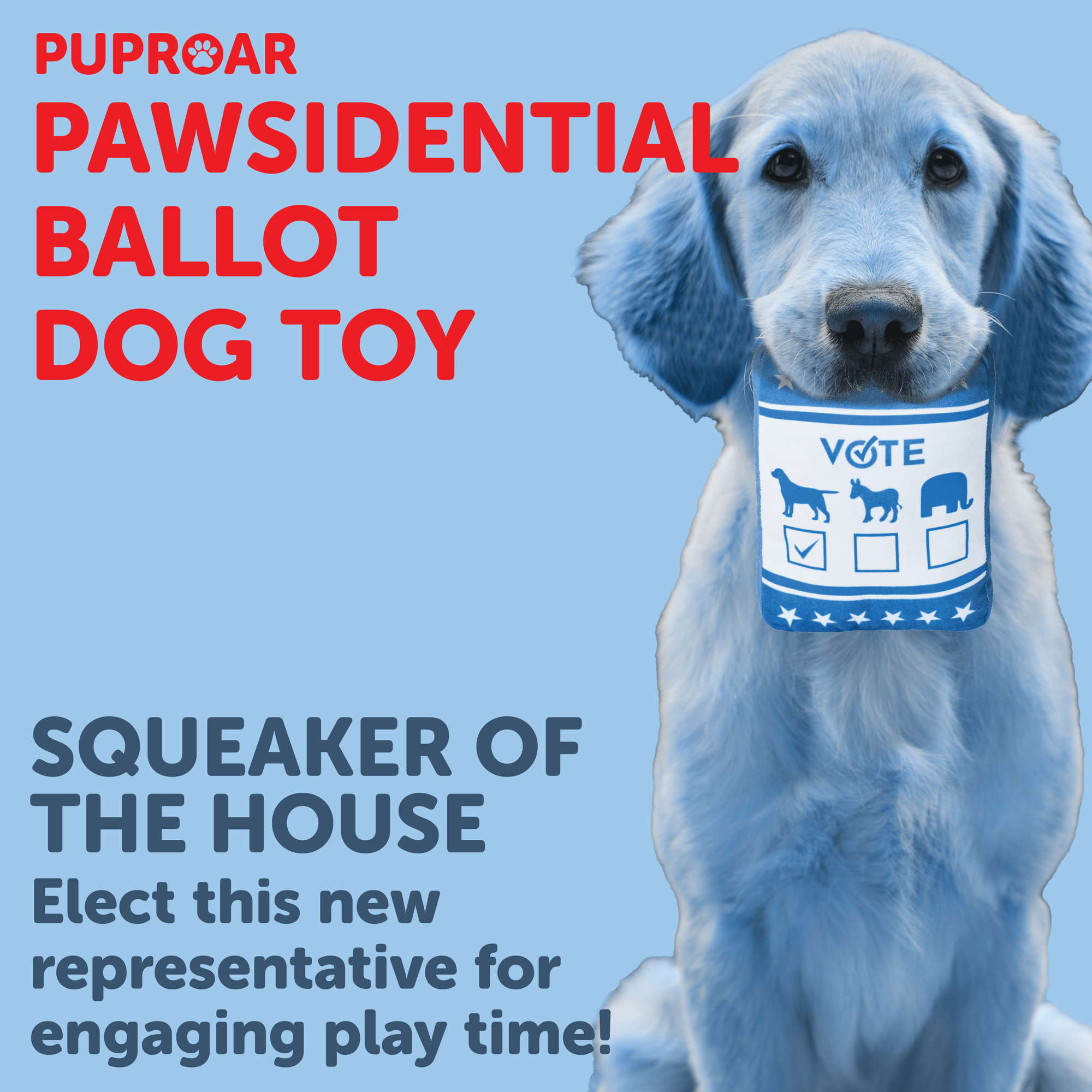 Pawsidential Ballot Squeaker Pawlitical Dog Toy with Crinkle Paper