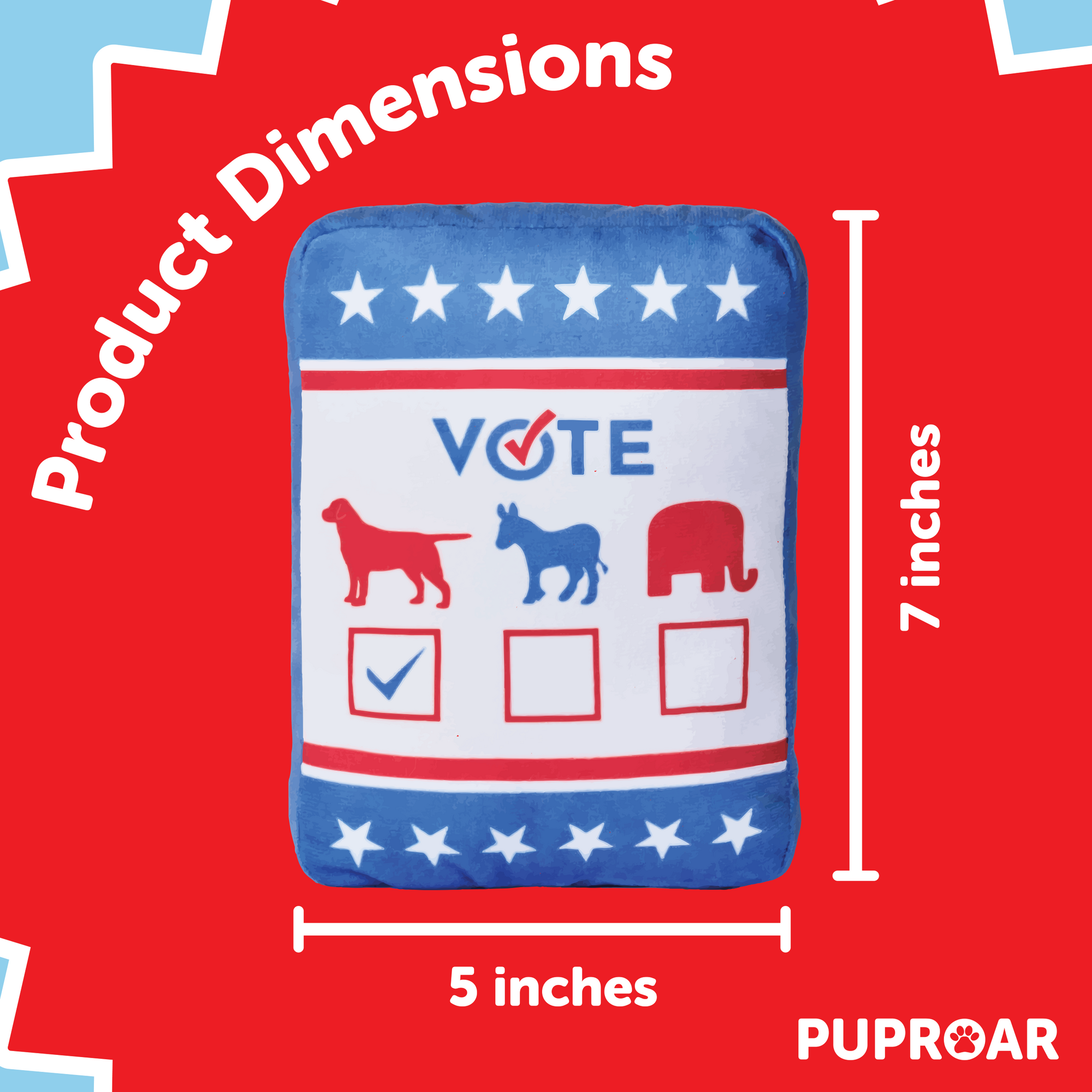 Pawsidential Ballot Squeaker Pawlitical Dog Toy with Crinkle Paper