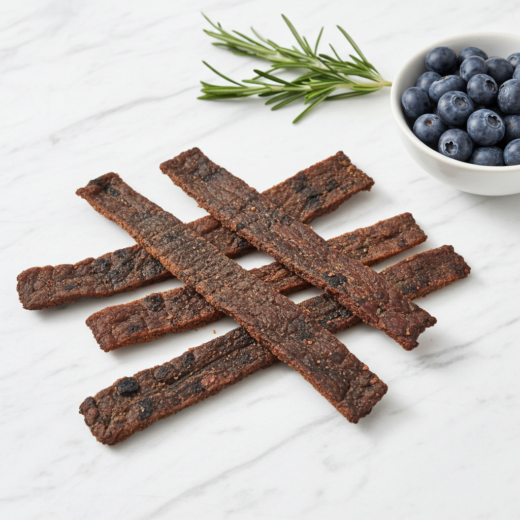 Dehydrated Blueberry Beef Jerky Dog Treats | Organic, Human-Grade, High-Protein (No Preservatives)