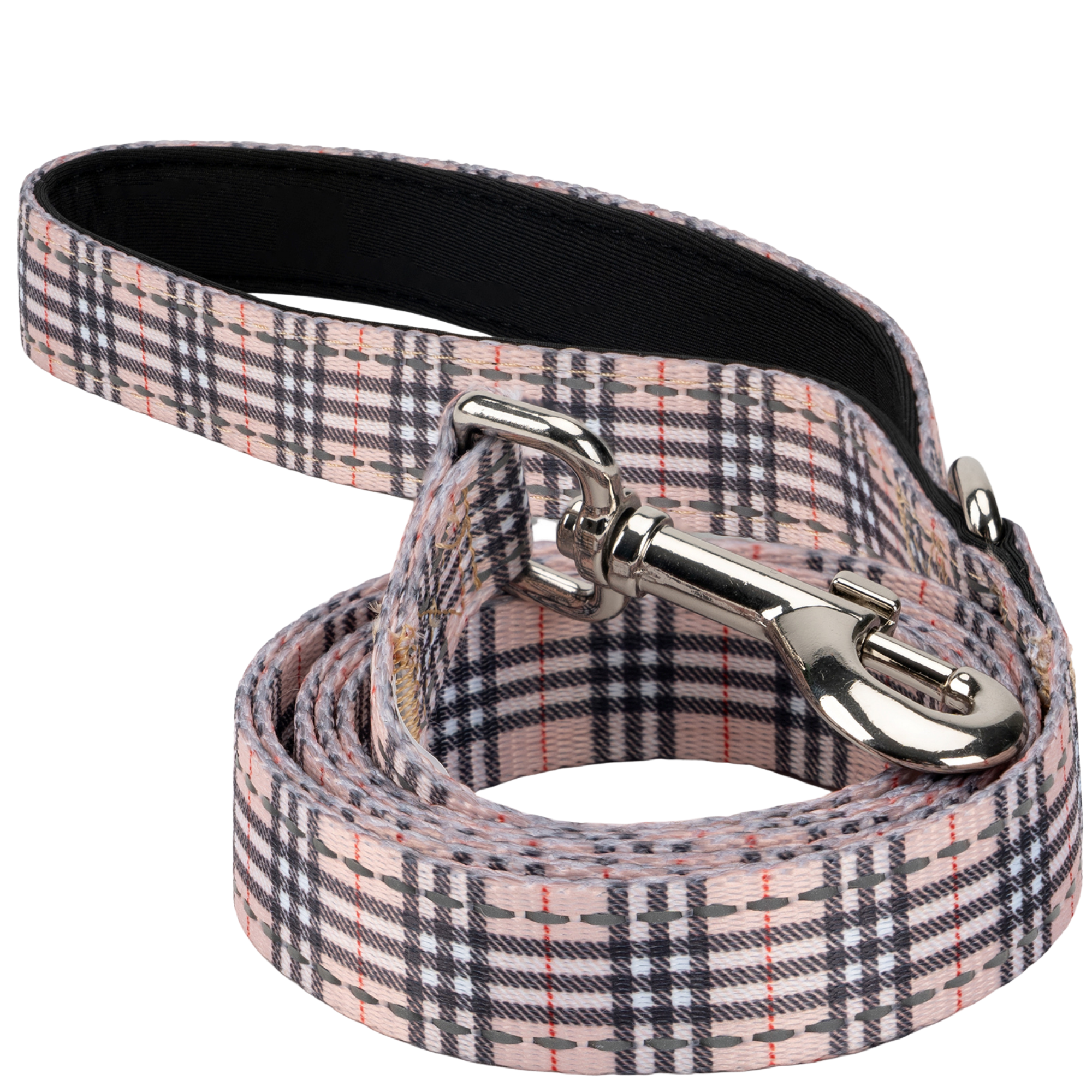EcoBark Tan Plaid Dog Leash- Padded Comfort Grip Leash - 4ft, 5ft, and 6ft Leash for Small and Medium Dogs
