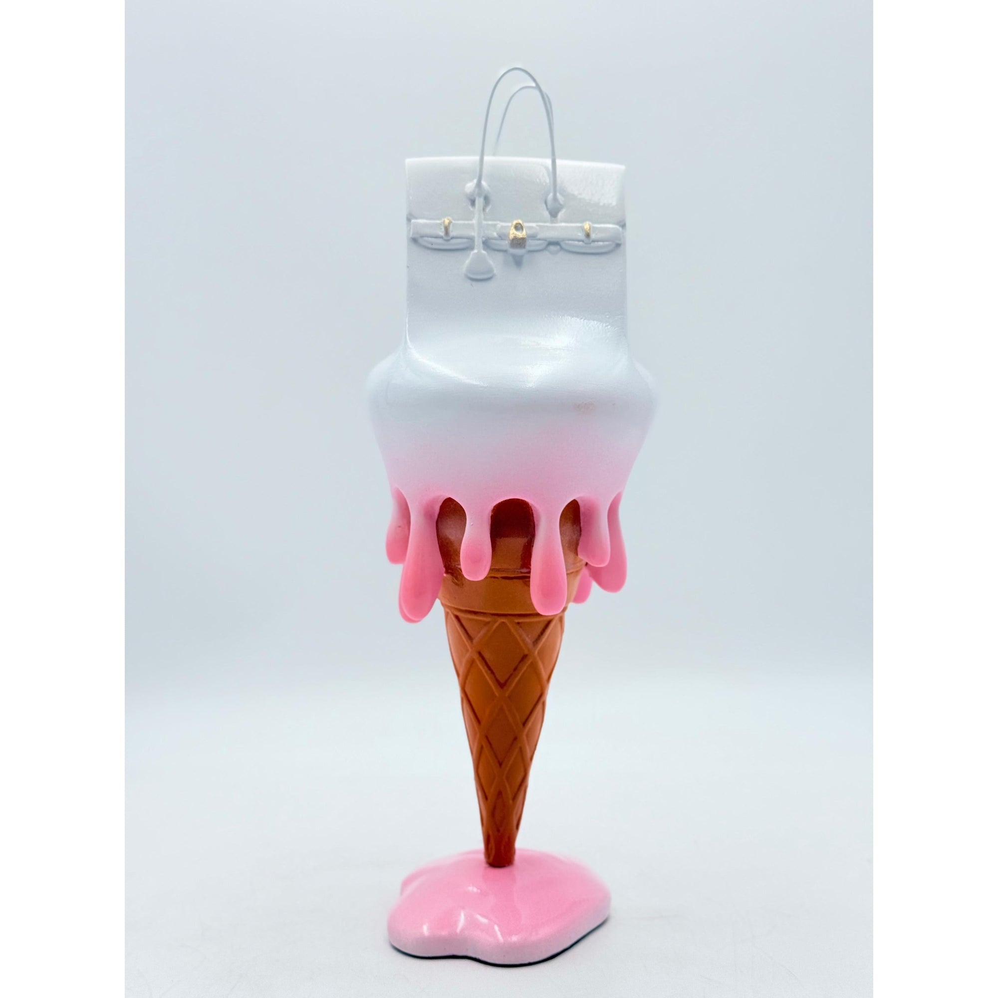 And Iconic Melty Bag Sculpture White and Pink Style