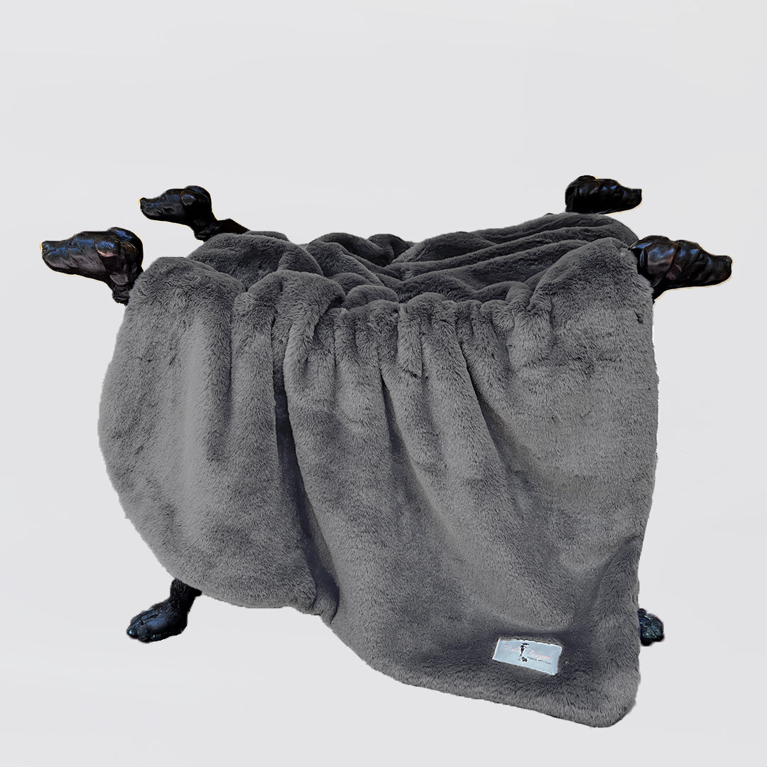 Hello Doggie Big Baby Faux Fur Pewter Dog Blanket