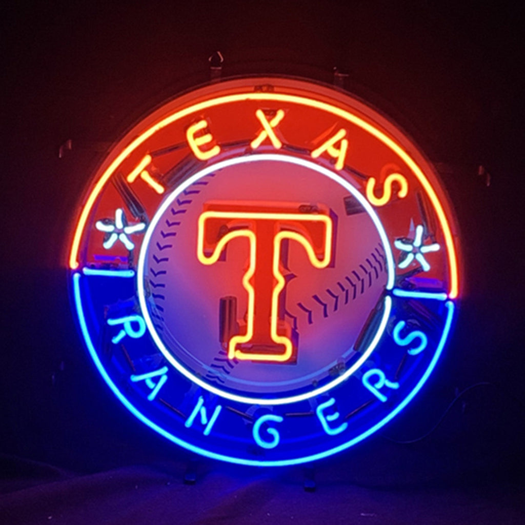 Texas Rangers Baseball Logo Real Glass Neon Sign