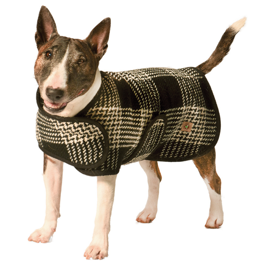 Chilly Dog Black and White Plaid Blanket Dog Coat