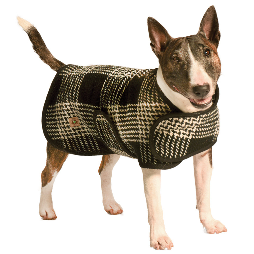 Chilly Dog Black and White Plaid Blanket Dog Coat