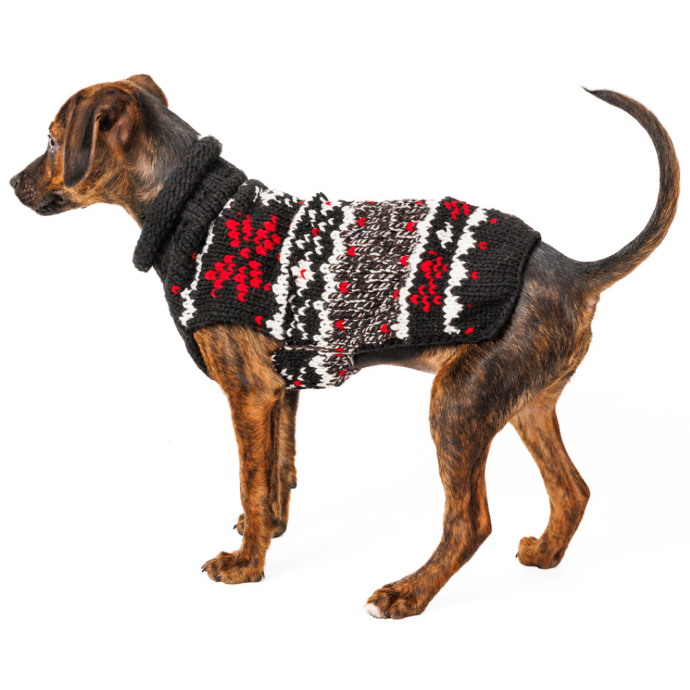 Chilly Dog Black Nordic Snowflake Knit Wool Dog Sweater