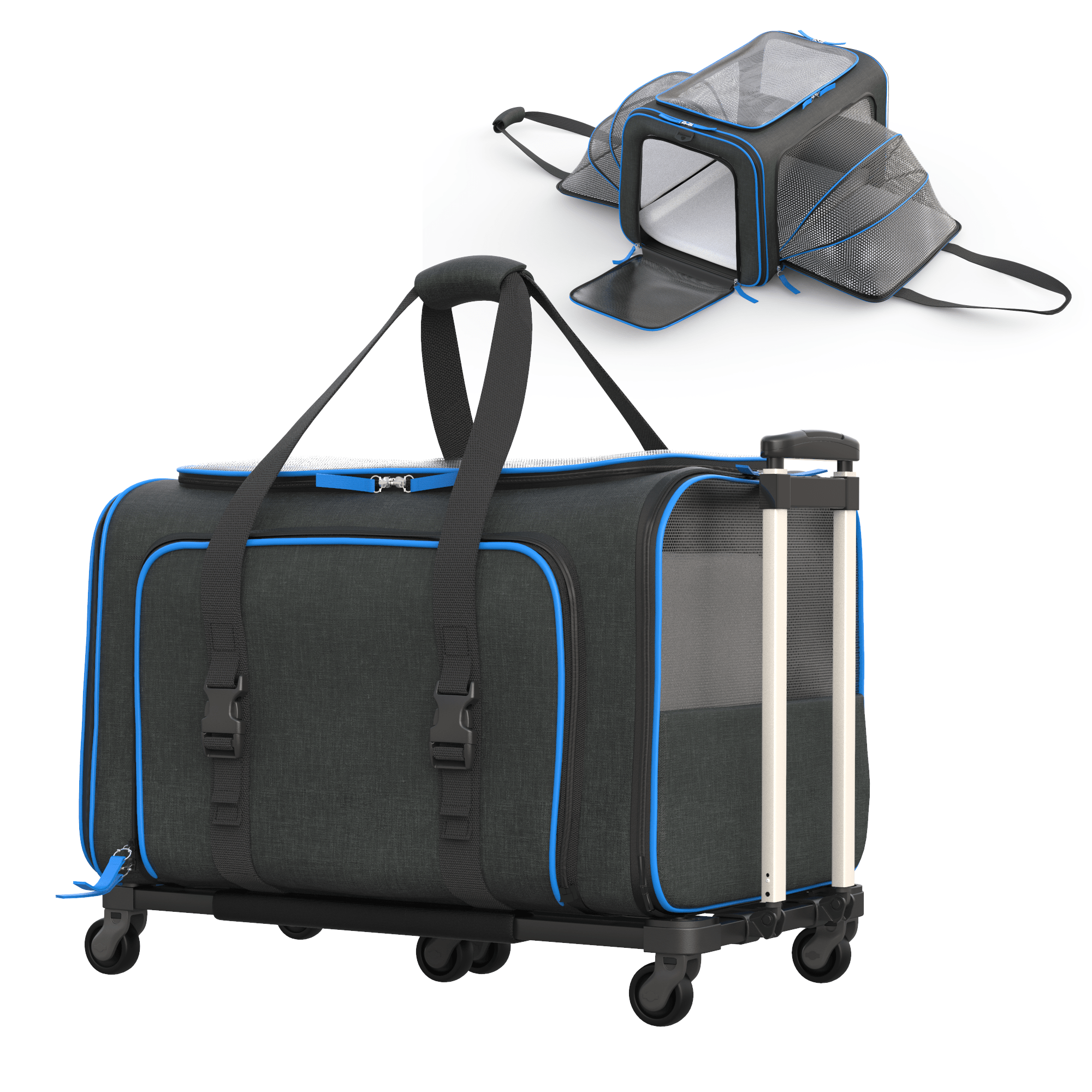 Katziela Rolling Rover Airline Compliant Expandable Wheeled Pet Carrier | HT Animal Supply