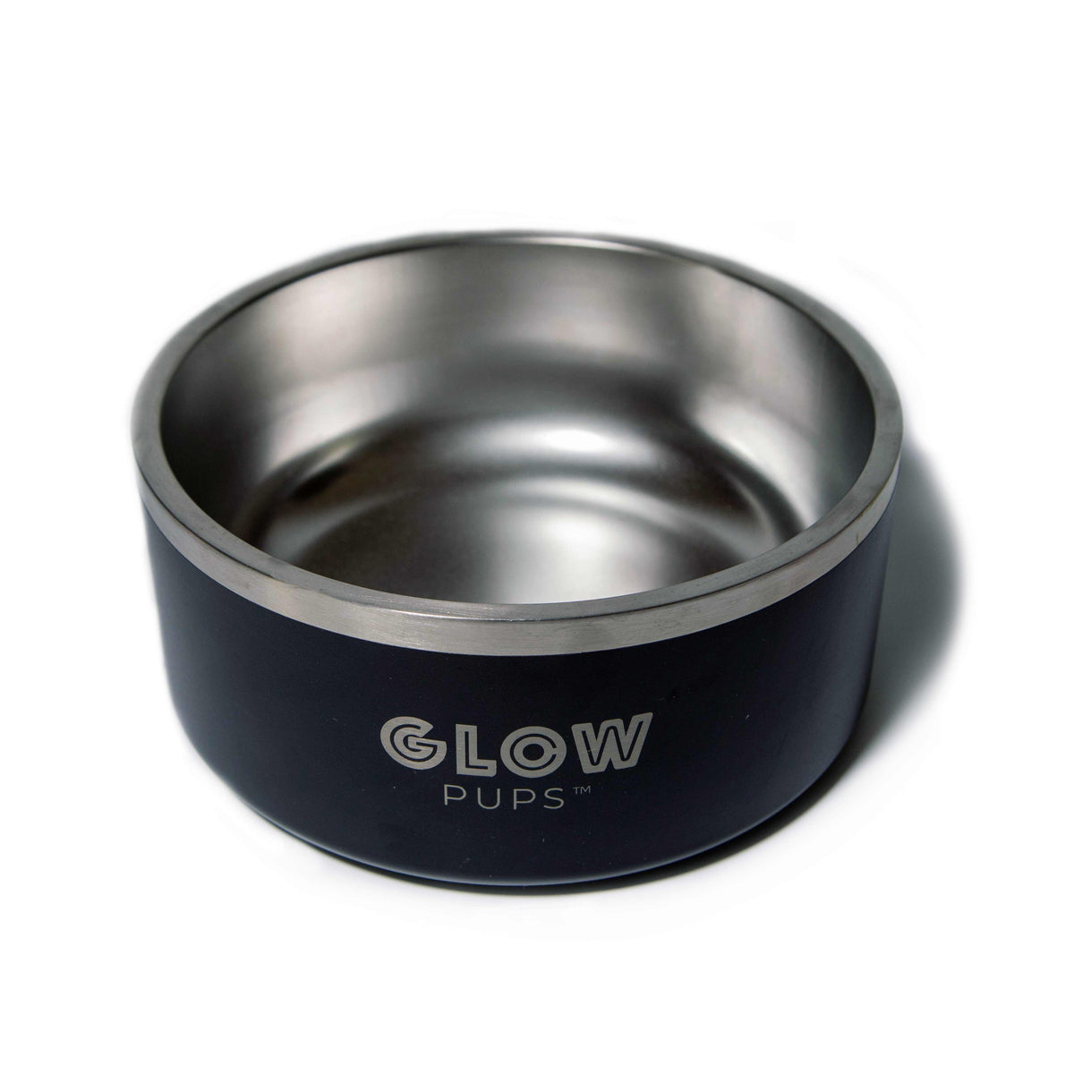 Glow Pups: Black Vacuum Insulated Stainless Steel Dog Bowl