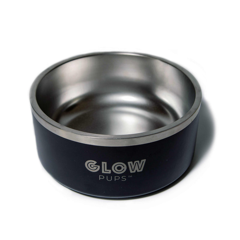 Glow Pups: Black Vacuum Insulated Stainless Steel Dog Bowl