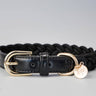 Dog Collar Black Plaited - Yellow Gold