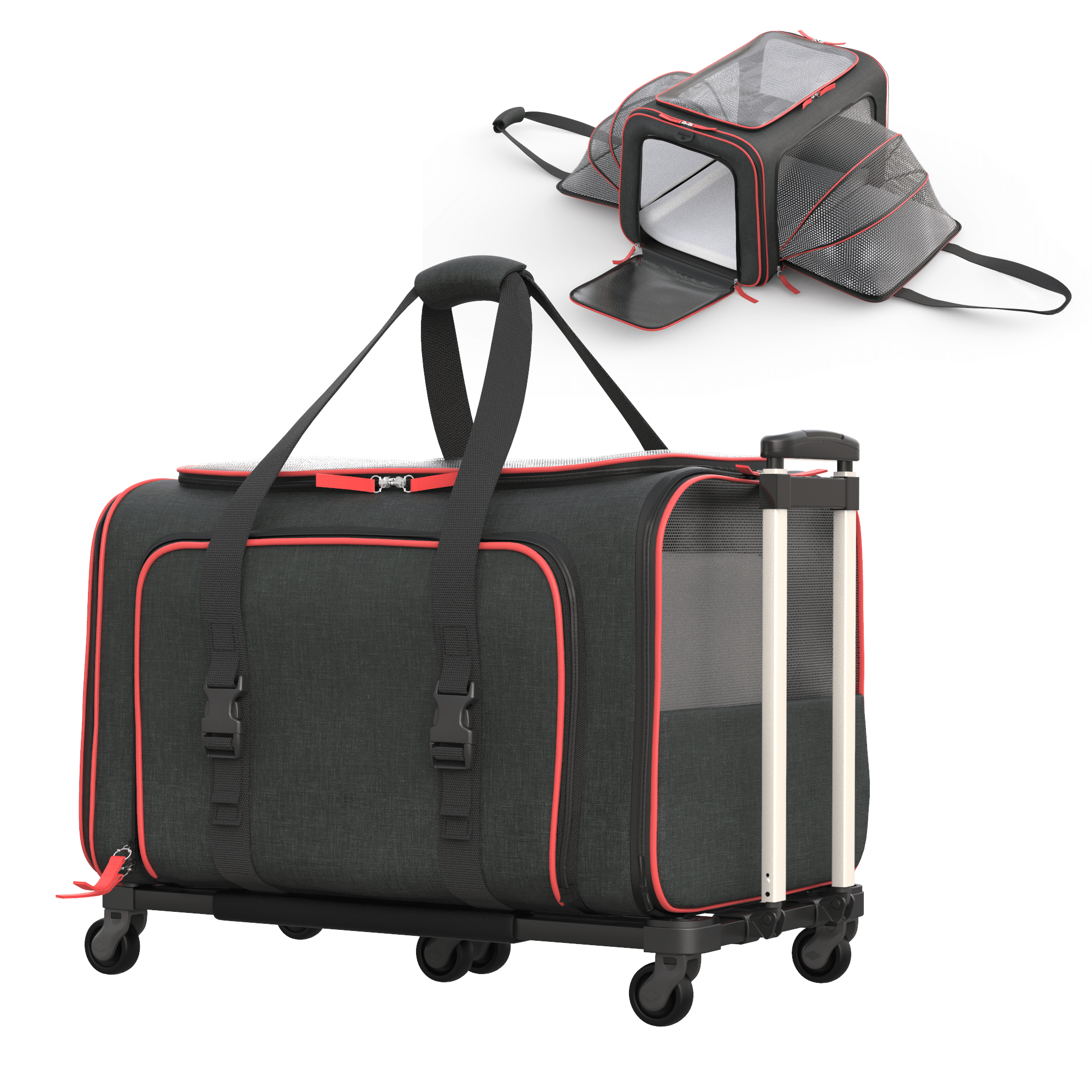 Katziela Rolling Rover Airline Compliant Expandable Wheeled Pet Carrier | HT Animal Supply